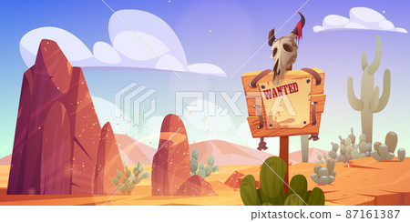 Wanted sign, banner in wild west desert landscape Wanted sign, banner in wild west desert landscape 87161387