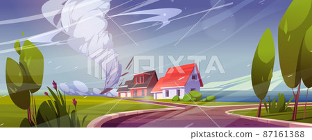 Houses destruction, tornado catastrophe disaster 87161388