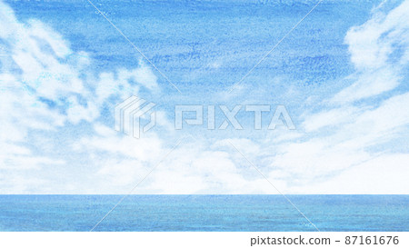 海藍天雲水彩16：9 87161676