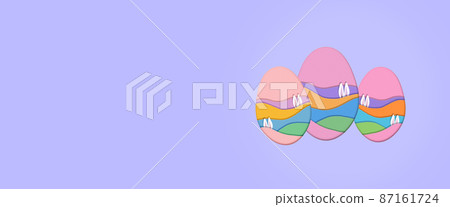 Easter banner with imitation of paper crafts.  87161724