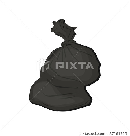 Black plastic garbage bag vector illustration in a cartoon flat style 87161725