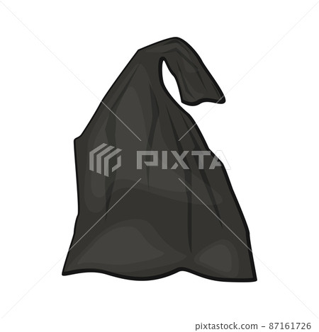 Black plastic garbage bag vector illustration in a cartoon flat style Black plastic garbage bag vector illustration in a cartoon flat style 87161726