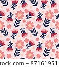 Vector seamless pattern with floral pattern. Boho colors, pastel colors. For printing on fabrics and clothes. For wall design. Poster for the interior, postcard, congratulation. in hand drawn style 87161951