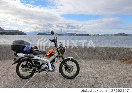 Shimanami Kaido Kurushima Kaikyo Bridge overlooked from Oshima 87162347