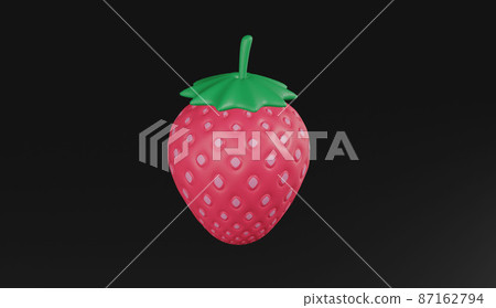 草莓草莓果泉3D CG立體可愛邊框背景插畫素材 87162794