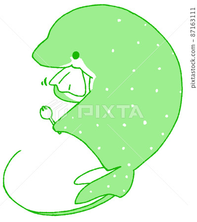 Wipe your mouth with a spork in your hand (green) 87163111