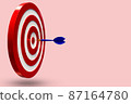Target and arrow on pink minimal background. business concept.3d render illustration. 87164780