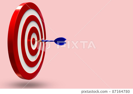 Target and arrow on pink minimal background. business concept.3d render illustration. 87164780