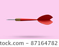 Dart isolated on pink background.3d render illustration. 87164782