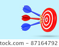 Target and darts. achievement concept. 3d render illustration. 87164792