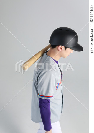 baseball sports player, asian korean man with bat 87165632