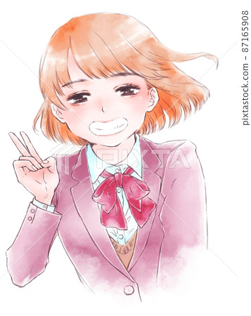 和平標誌女學生/正常 和平標誌女學生/正常 87165908