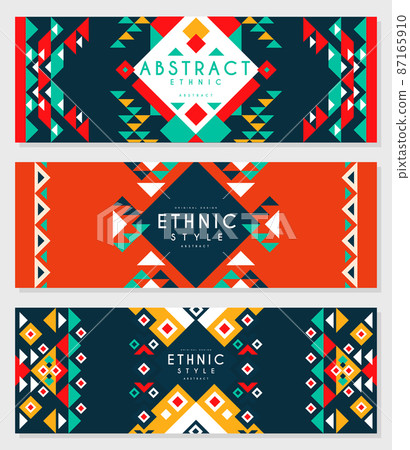Ethnic Design with Tribal Ornament and Geometric Motif Vector Template Ethnic Design with Tribal Ornament and Geometric Motif Vector Template 87165910