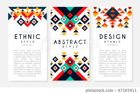 Ethnic Design with Tribal Ornament and Geometric Motif Vector Template Ethnic Design with Tribal Ornament and Geometric Motif Vector Template 87165911
