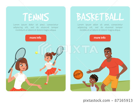 Landing Page with Happy Family Doing Sport Activity Together Vector Template Landing Page with Happy Family Doing Sport Activity Together Vector Template 87165913