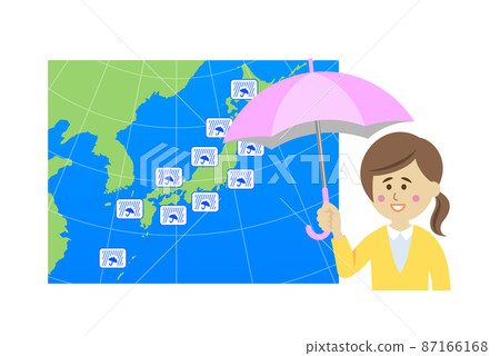Illustration image of weather sister telling heavy rain information Illustration image of weather sister telling heavy rain information 87166168
