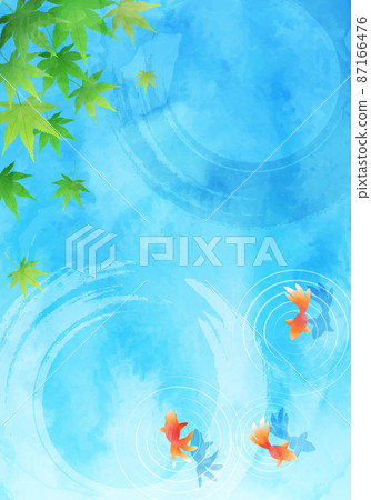夏日清爽水彩夏日問候水面、金魚、秋葉的矢量圖解背景 夏日清爽水彩夏日問候水面、金魚、秋葉的矢量圖解背景 87166476