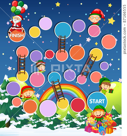 Snake and ladders game template with Christmas theme Snake and ladders game template with Christmas theme 87166555
