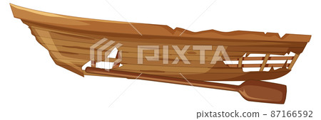 An old wooden broken boat on white background 87166592