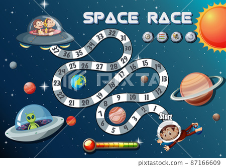 Counting number game template with space race theme Counting number game template with space race theme 87166609