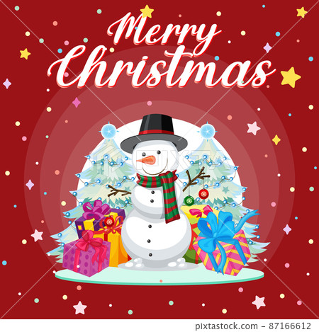 Merry Christmas poster design with Snowman and gifts Merry Christmas poster design with Snowman and gifts 87166612