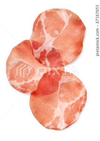 Slices of cured pork meat Slices of cured pork meat 87167055