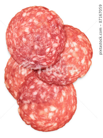 Slices of smoked sausage Slices of smoked sausage 87167059