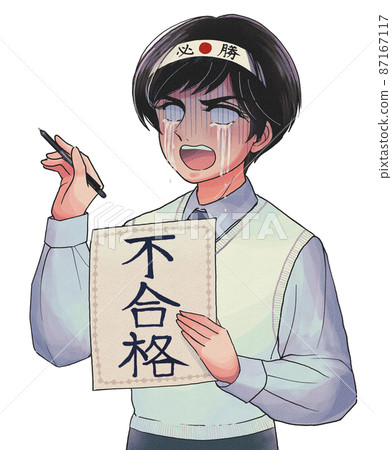 一個考試不及格的老女孩卡通風格的學生，很難過 87167117