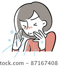 A woman sneezing 87167408