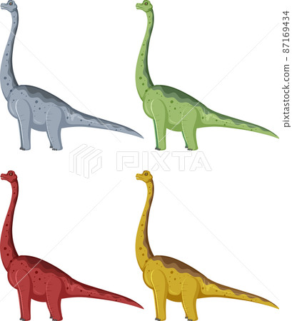 A set of brachiosaurus dinosaurs on white background A set of brachiosaurus dinosaurs on white background 87169434