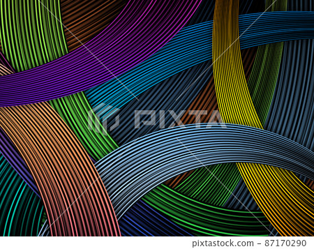 Abstract colorful wavy lines, cable, sheaf of wire stipe background design concept. Abstract colorful wavy lines, cable, sheaf of wire stipe background design concept. 87170290