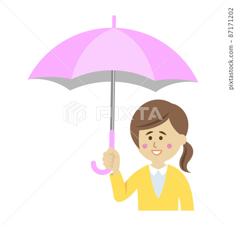 一個拿著雨傘的女人的插圖圖像 87171202
