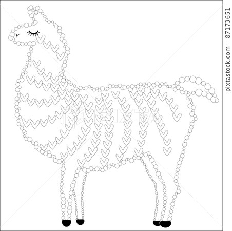 Coloring page of cartoon lama. Lama, coloring for adults and children 87173651