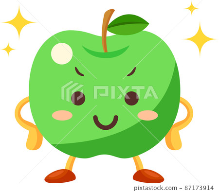 一個可愛的青蘋果角色的插圖,帶著驕傲的臉 一個可愛的青蘋果角色的插圖,帶著驕傲的臉 87173914