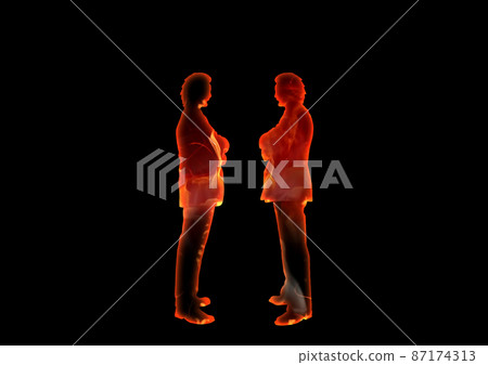 Silhouette illustrations of conflicting businessmen Silhouette illustrations of conflicting businessmen 87174313
