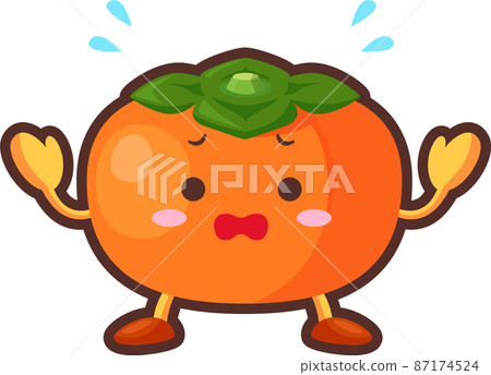 Illustration of a cute persimmon character who is impatient 87174524