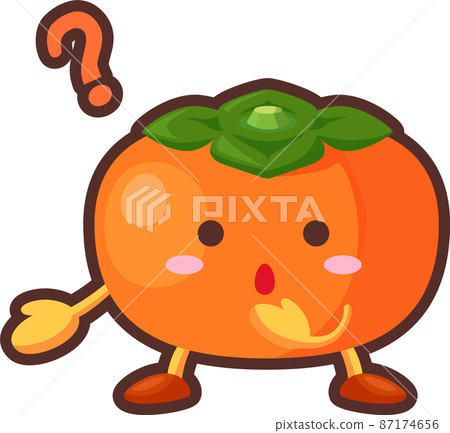 Illustration of a cute persimmon character with a mysterious face 87174656