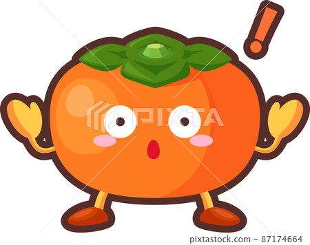 一個令人驚訝的可愛柿子角色的插圖 87174664