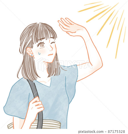 Illustration of a woman who is worried about ultraviolet rays Illustration of a woman who is worried about ultraviolet rays 87175328