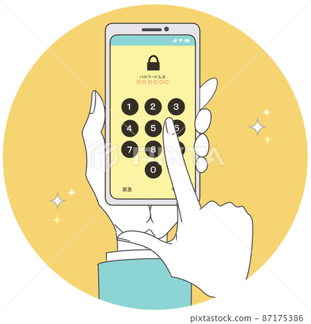 智能手機鎖屏（男性手點擊） 87175386