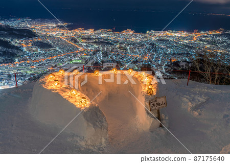 Hokkaido Otaru Snow Light Path Tenguyama Night View City Landscape 87175640