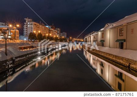 Hokkaido Otaru Otaru Canal Snow Light Path 2022 Reflection Mirror Surface Hokkaido Otaru Otaru Canal Snow Light Path 2022 Reflection Mirror Surface 87175761