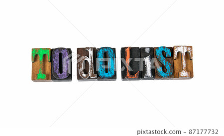 TO DO LIST. Colored wooden letters on a white TO DO LIST. Colored wooden letters on a white 87177732