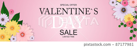 Happy Valentines Day Sale Background, poster, card, invitation. Vector Illustration EPS10 87177981