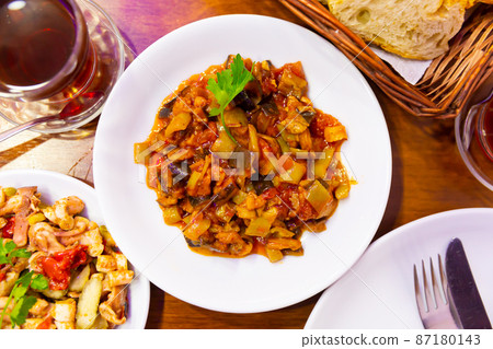 Turkish appetizer meze - roasted eggplant  87180143