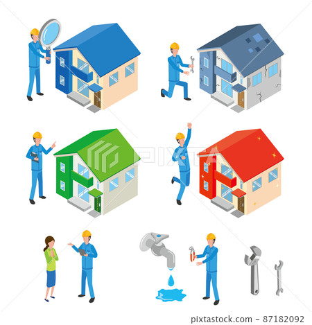Set illustration of house inspection and repair workers 87182092
