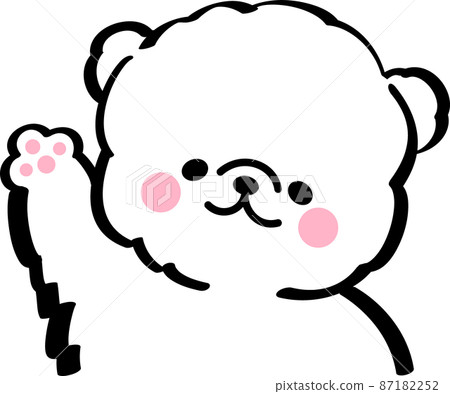 一隻白狗高興地舉起一隻手 87182252