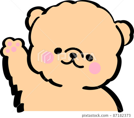 一隻棕色的狗高興地舉起一隻手 一隻棕色的狗高興地舉起一隻手 87182373