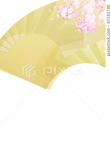 Japanese style material of cherry blossoms and folding fan Japanese style material of cherry blossoms and folding fan 87182780
