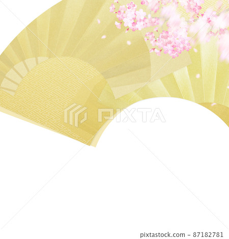 Japanese style material of cherry blossoms and folding fan Japanese style material of cherry blossoms and folding fan 87182781